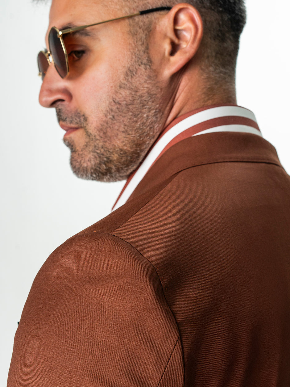 Sacou Doua Randuri Barbati Caramiziu 100% Lana Vitale Barberis BMan0057 (9)