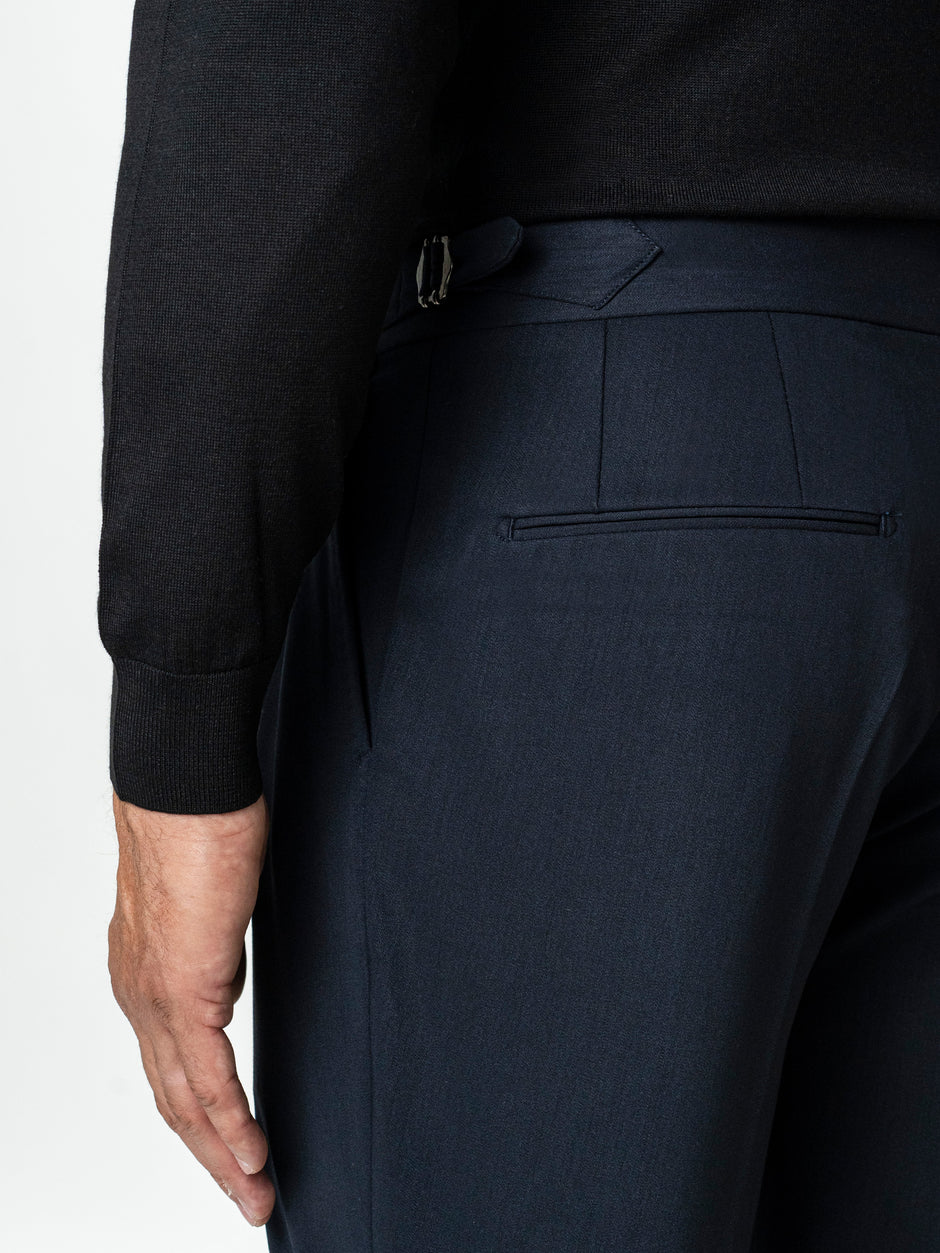 Pantaloni Cu Pense Barbati Bleumarin Gurkha Din Stofa De Toamna BMan702 (7)