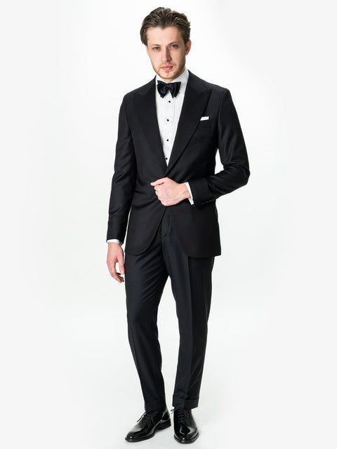 Costum Mire Smoking Negru Lana Vitale Barberis SuperBio 21 Microni BMan341