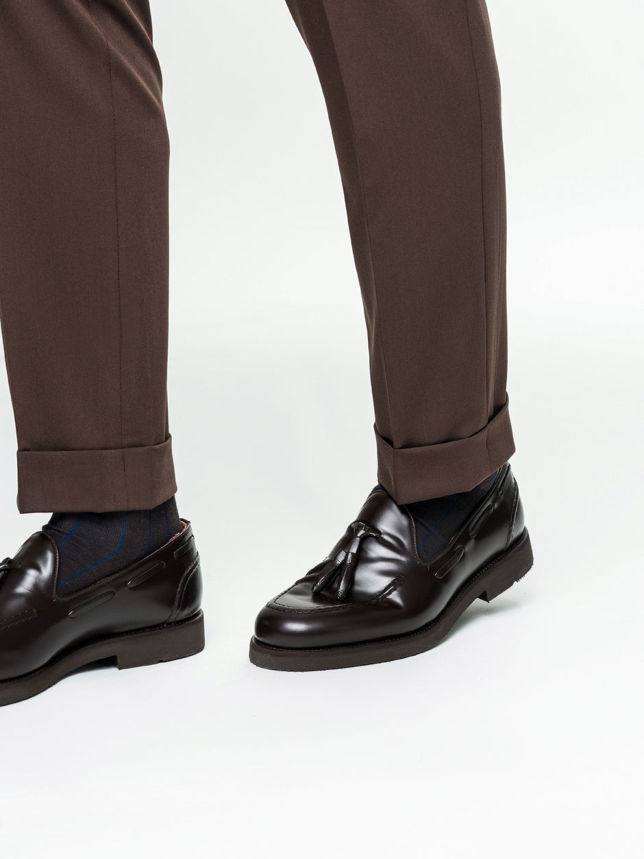 Pantaloni Cu Pense Barbati Maro Cafeniu Gurkha Din Stofa BMan702 (7)