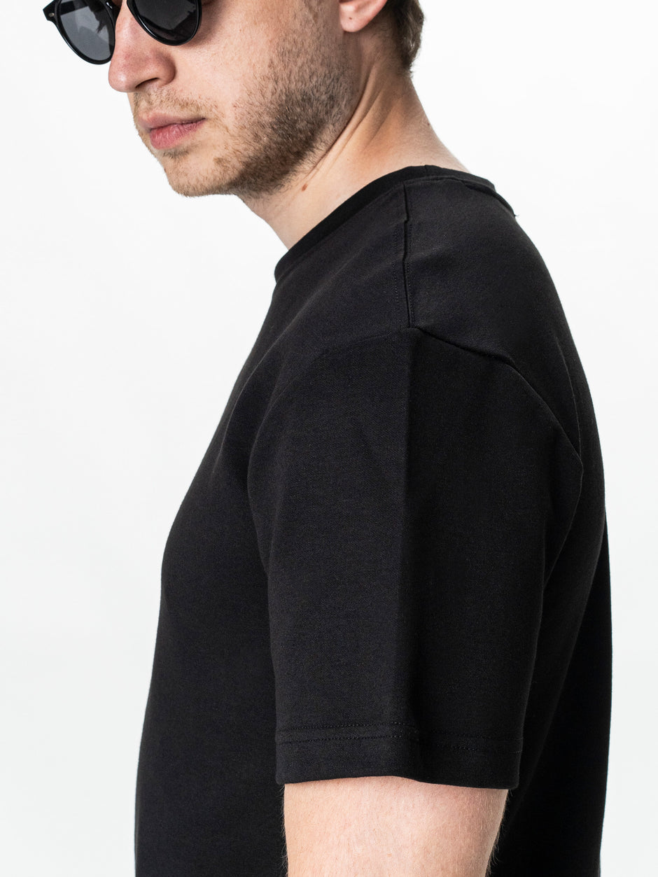 Tricou Simplu Barbati Negru Oversize 100% Bumbac Natural BMan0001 (4)