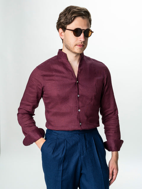 Camasa Barbati De Vara Bordo 100% In Natural BMan0075
