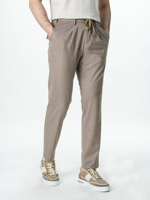 Pantaloni Barbati Casual Crem Din Lana BMan0104
