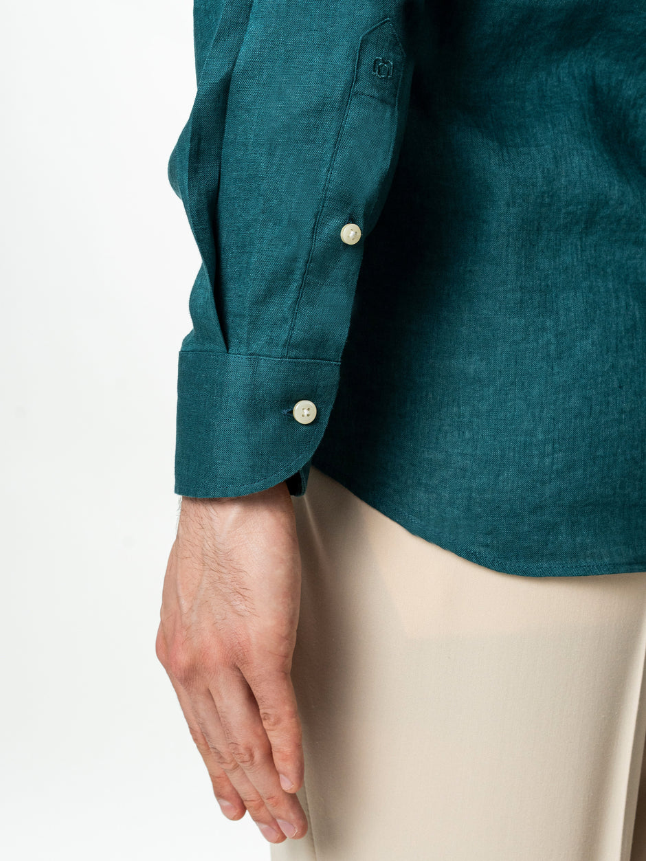 Camasa Barbati Guler Capri Verde Petrol 100% In Natural BMan0079 (8)