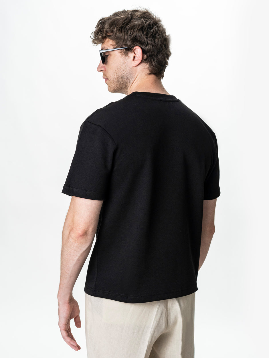 Tricou Simplu Barbati Negru Oversize 100% Bumbac Natural BMan0001 (7)