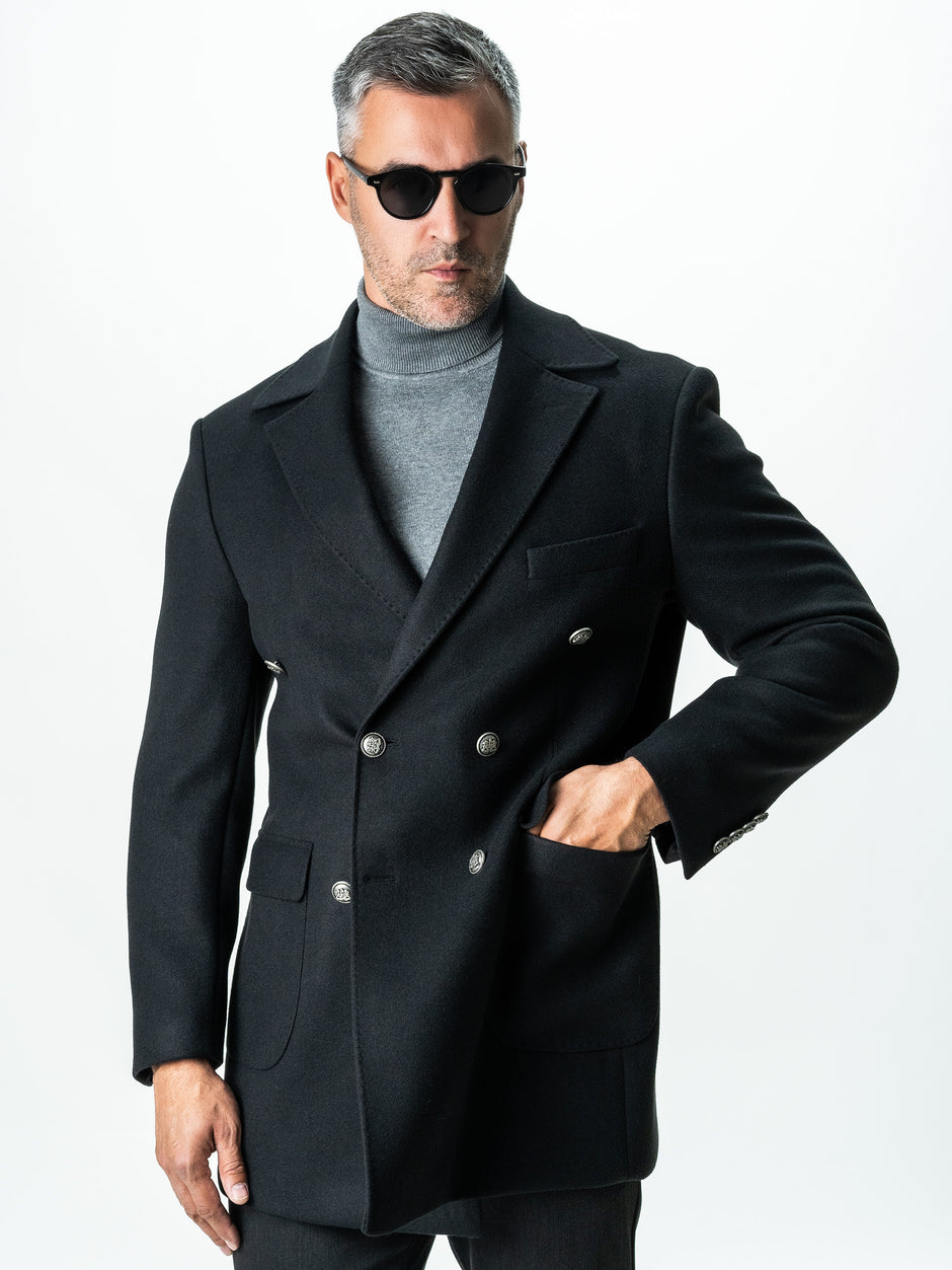 Palton Barbati Toamna Iarna Negru Lana La Doua Randuri Bman123 (8)