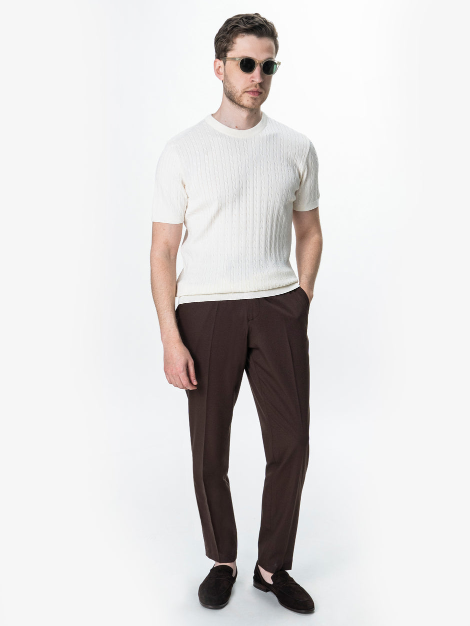 Tricou Barbati Off White Model Torsada Guler Rotund BMan0104 (5)