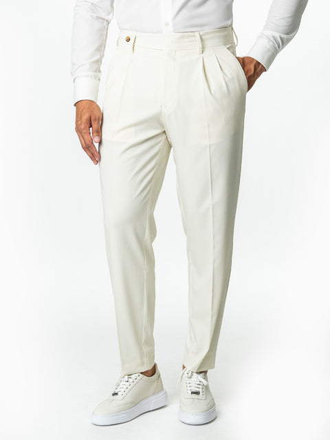 Pantaloni Barbati Crem Design Gurkha Stofa Confortabila Amestec Lana BMan723