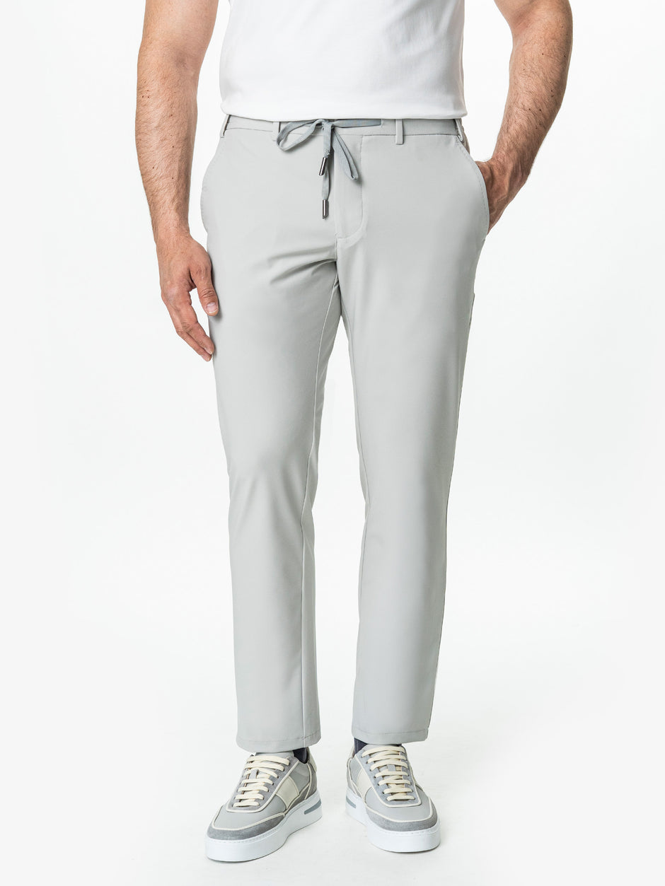 Pantaloni Flexo Cu Snur Barbati Gri Stone Din Spandex Milano BMan708 (1)