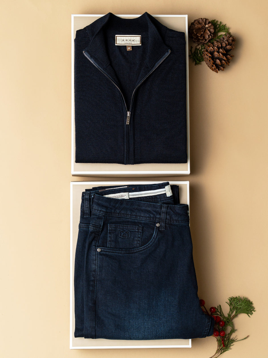 Pachet Cadou Barbati Pulover Cu Fermoar Si Blugi Bman0084 (1)