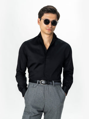 Camasa Barbati Neagra Bumbac Stretch Guler One Piece Spread BMan0404