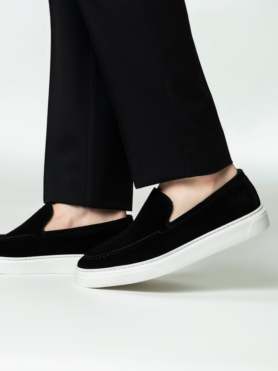 Mocasini Smart Casual Barbati Negri Din Piele Intoarsa BMan223 (4)