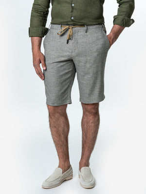 Pantaloni Scurti Barbati Cu Siret De Vara Gri Inchis BMan179