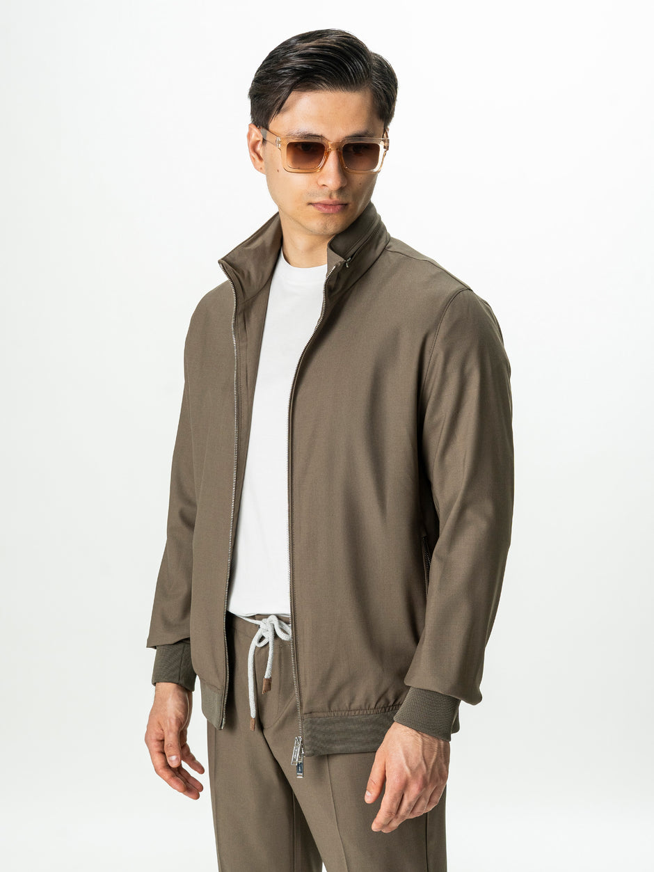 Tracksuit Premium Barbati Bej din Lana cu Gluga Ascunsa BMan0004 (4)