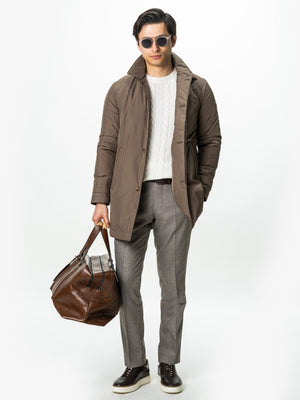 Pulover Barbati Crem Deschis Ecru Toamna & Iarna Din 100% Lambswool Torsada BMan0010