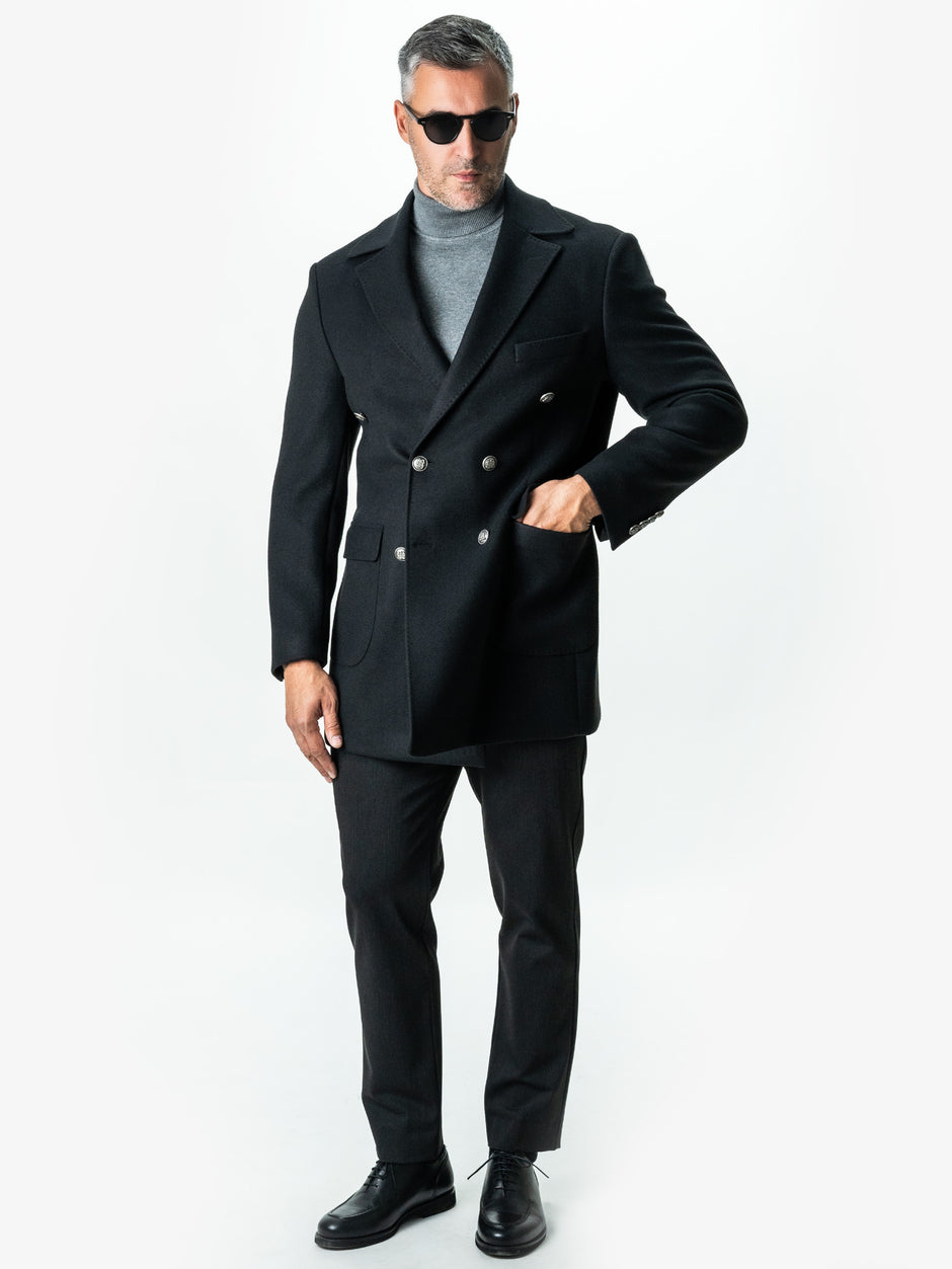 Palton Barbati Toamna Iarna Negru Lana La Doua Randuri Bman123 (7)