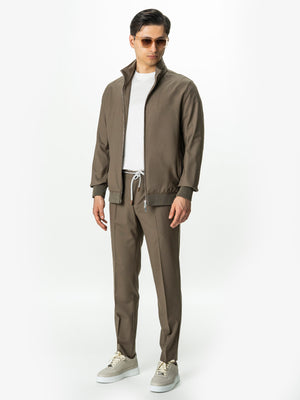 Tracksuit Premium Barbati Bej din Lana cu Gluga Ascunsa BMan0004