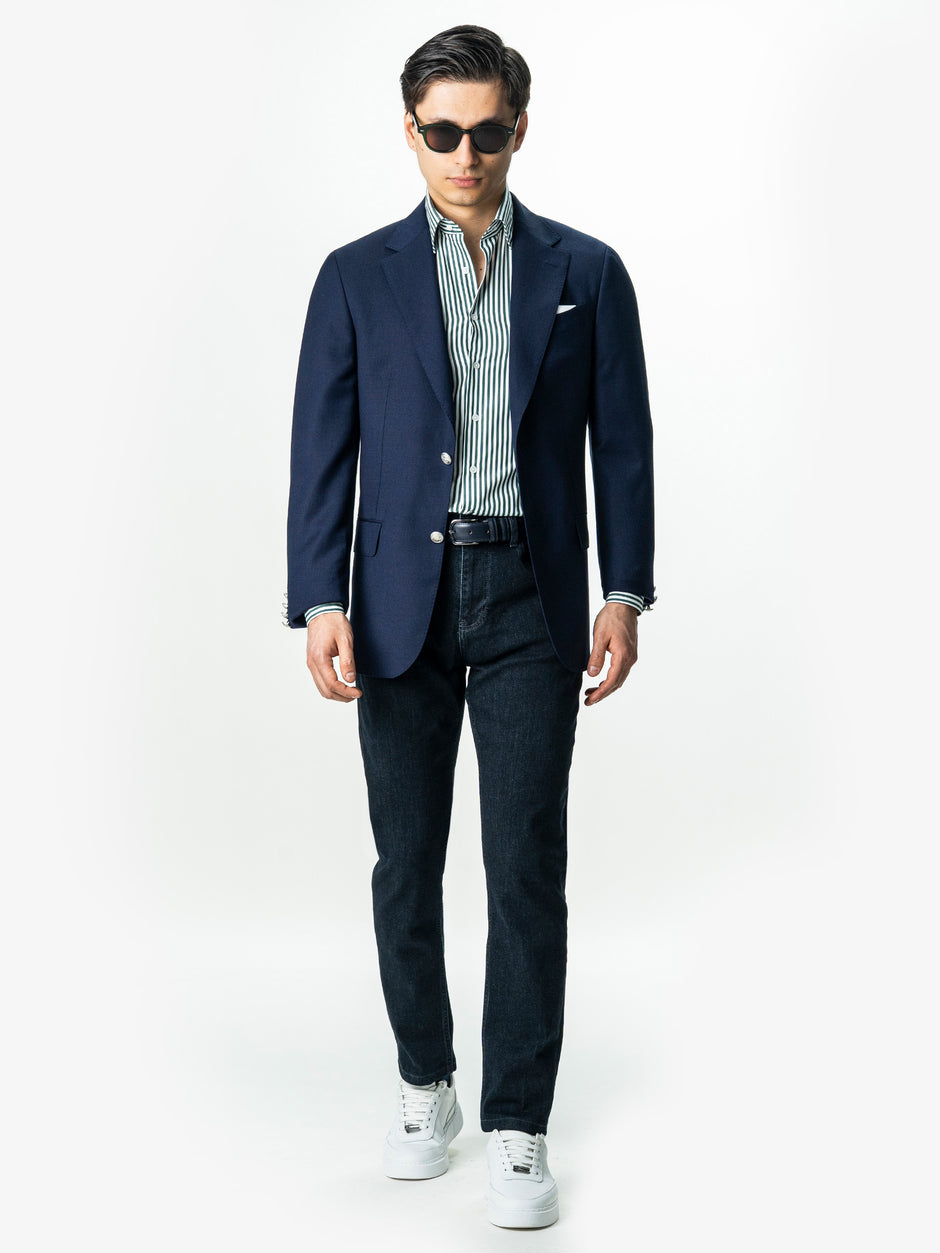 Camasa Barbati Alba cu Dungi Verzi Smart Casual BMan0002 (2)