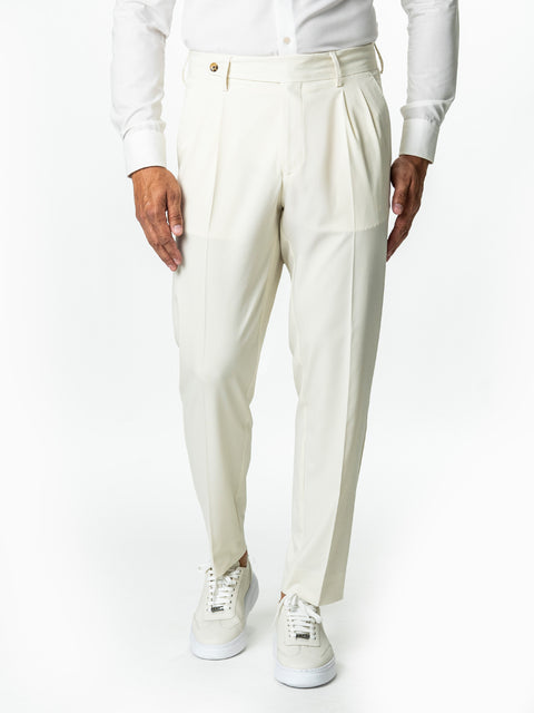 Pantaloni Barbati Crem Design Gurkha Stofa Confortabila Amestec Lana BMan723