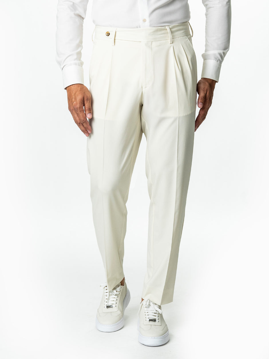 Pantaloni Barbati Crem Design Gurkha Stofa Confortabila Amestec Lana BMan723 (1)