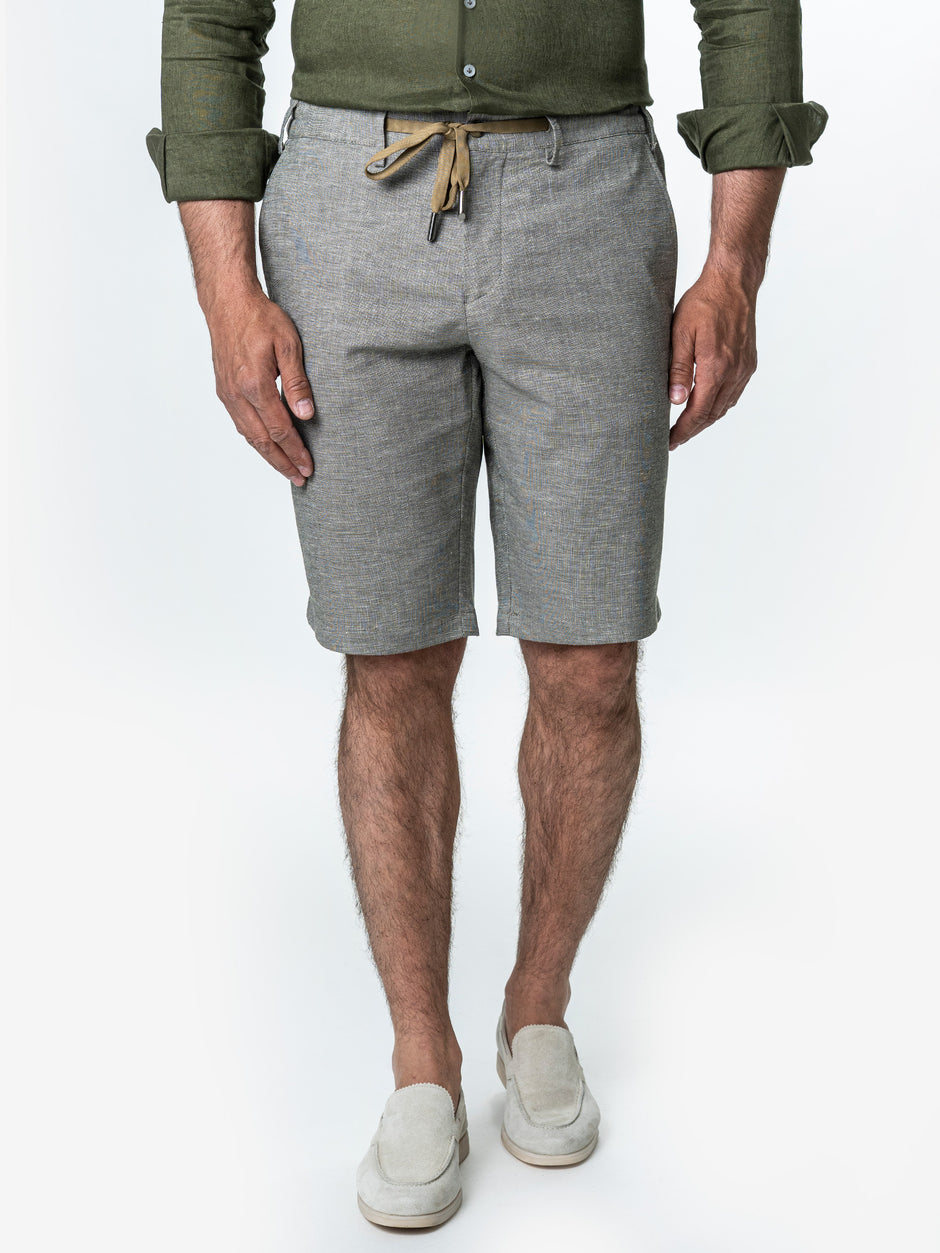 Pantaloni Scurti Barbati Cu Siret De Vara Gri Inchis BMan179 (6)