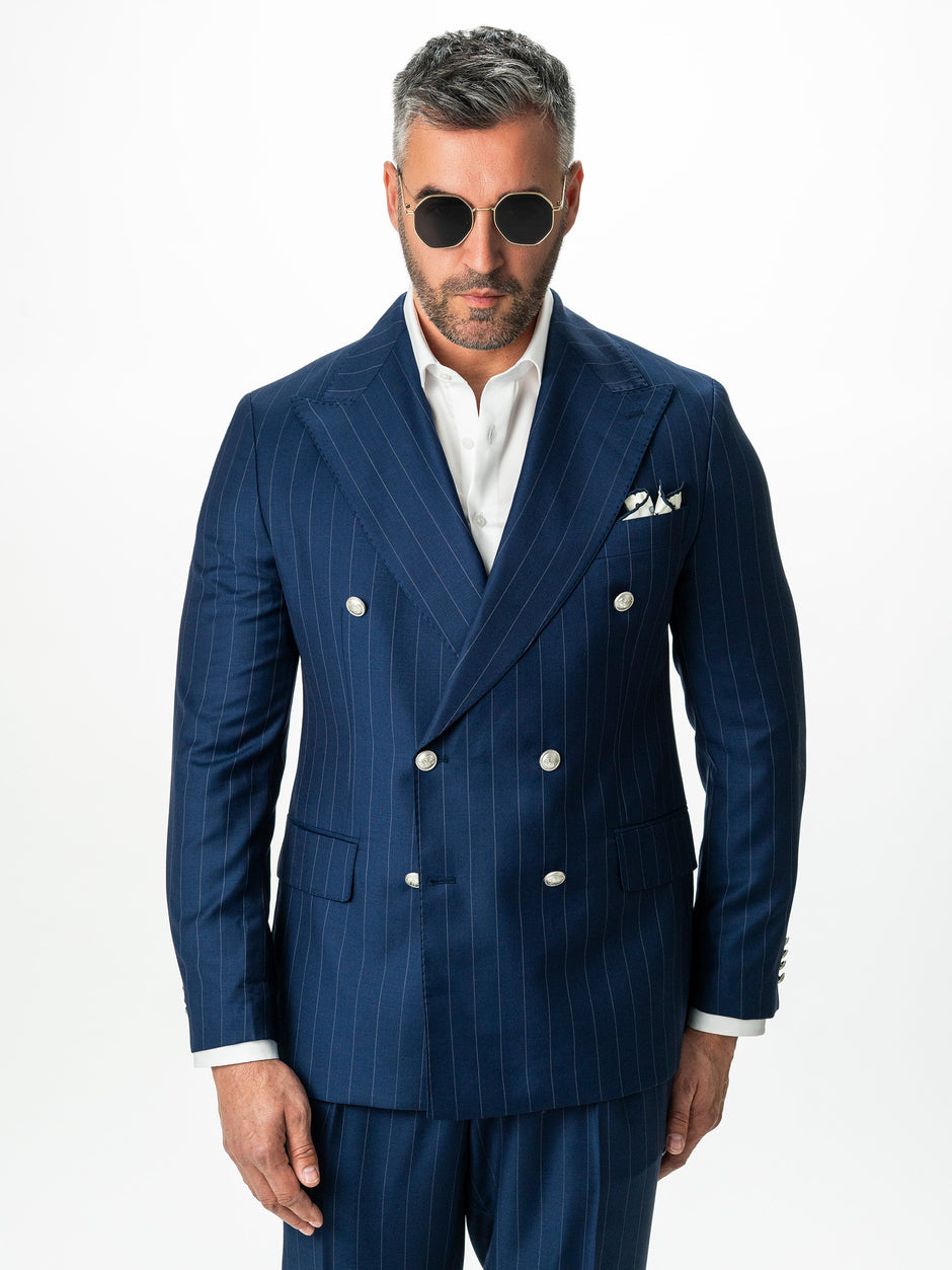 Costum Barbati Albastru Marine Dungi Lana Vitale Barberis Super110 BMan0057 (2)