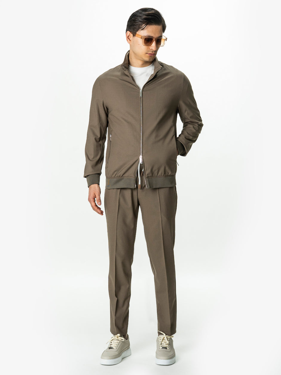 Tracksuit Premium Barbati Bej din Lana cu Gluga Ascunsa BMan0004 (5)