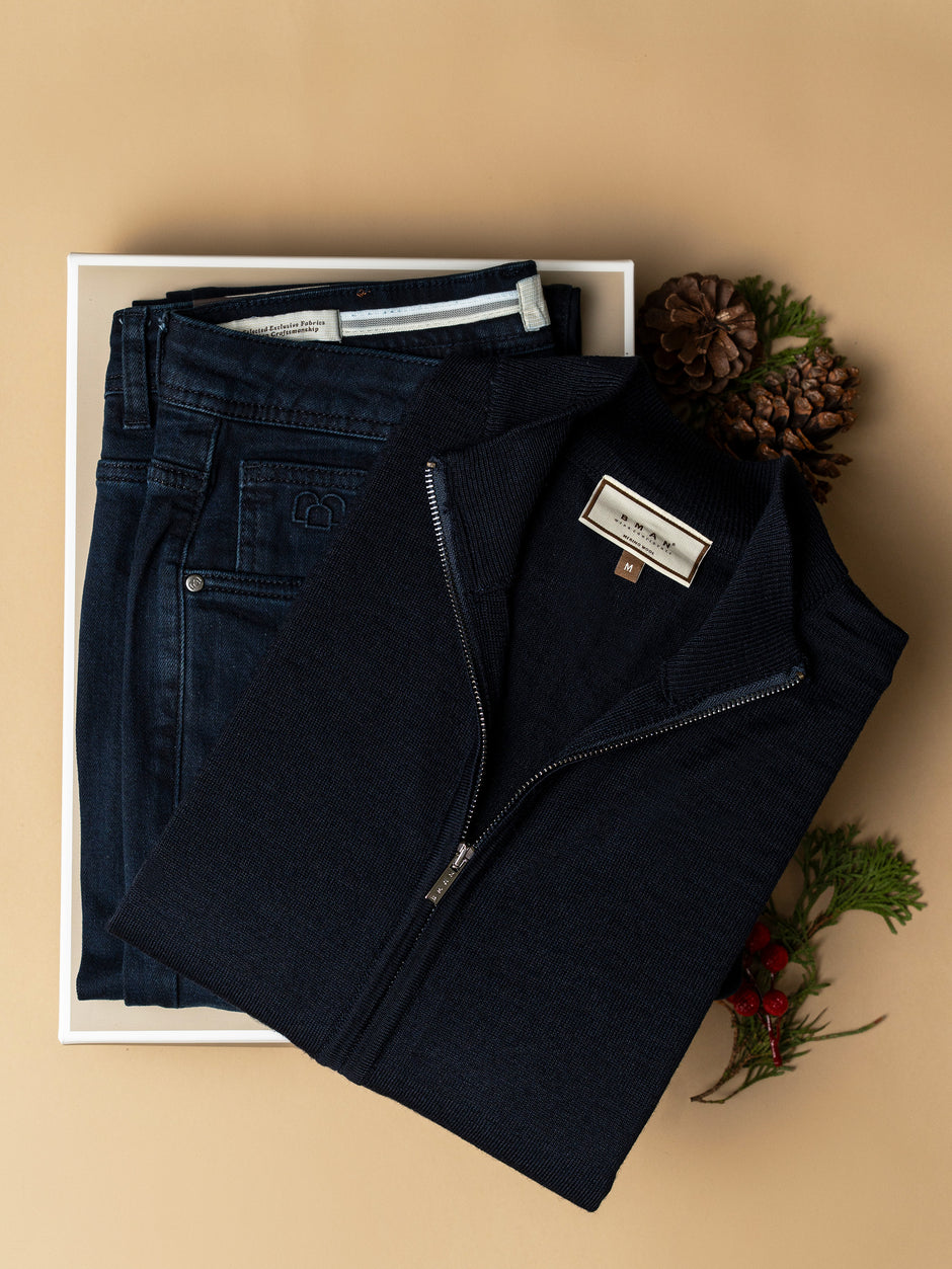 Pachet Cadou Barbati Pulover Cu Fermoar Si Blugi Bman0084 (2)