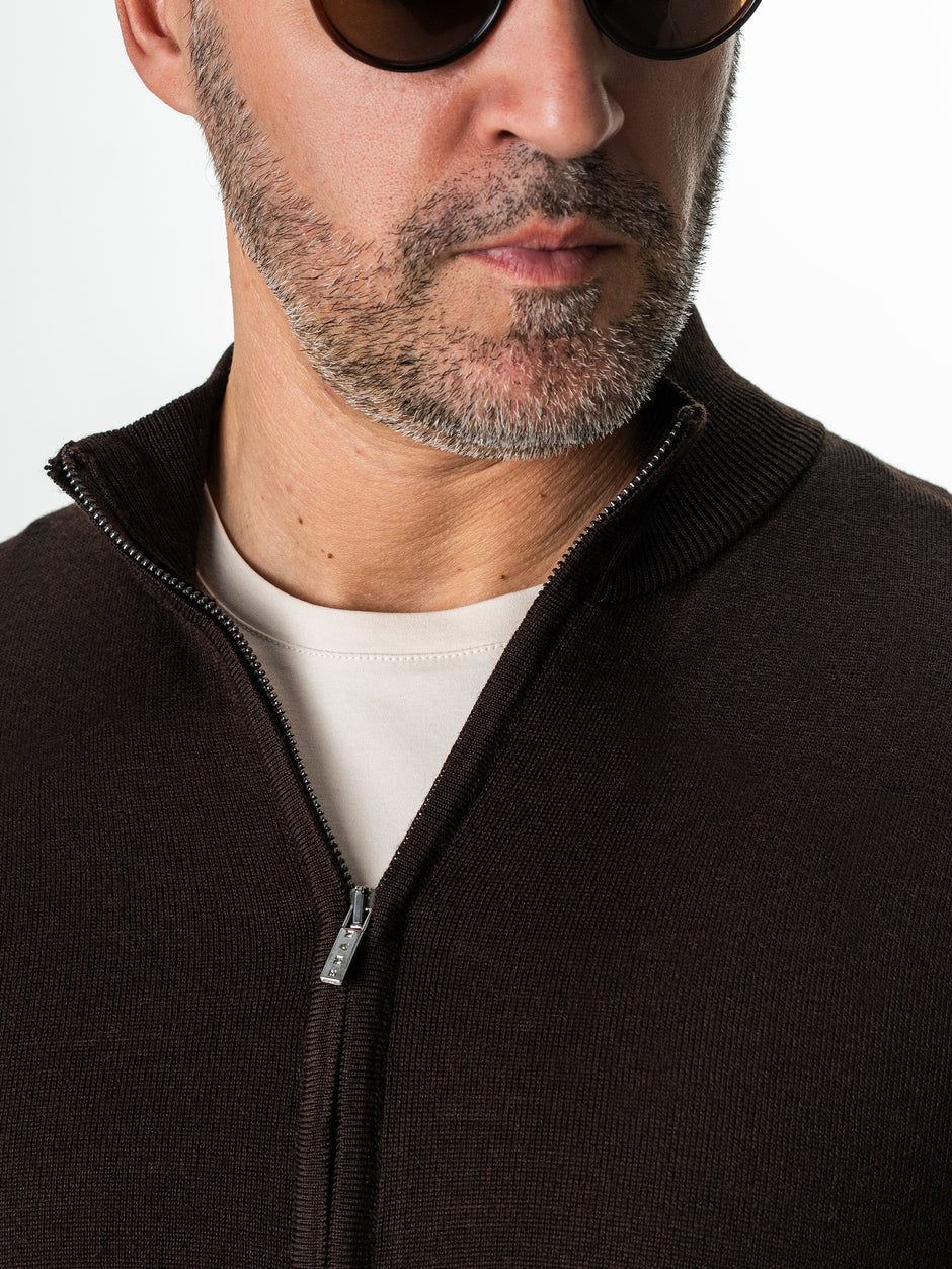 Pulover Office Cu Fermoar Barbati Maro Inchis Din Lana Merinos Falco BMan0005 (5)