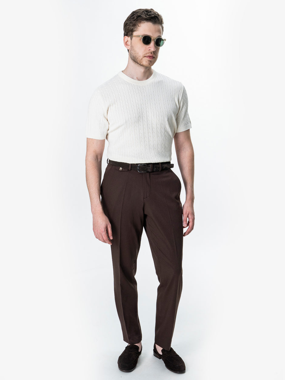 Tricou Barbati Off White Model Torsada Guler Rotund BMan0104 (7)