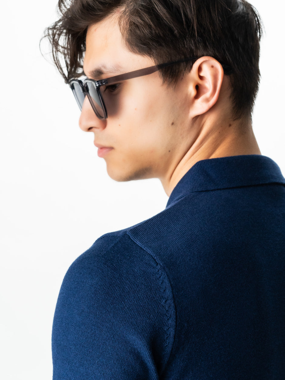 Pulover Barbati Office Bleumarin Guler Polo Fara Nasturi  Bumbac Soft 100% Natural Galbiatti Cotton Toamna&Iarna  BMan0013 (4)