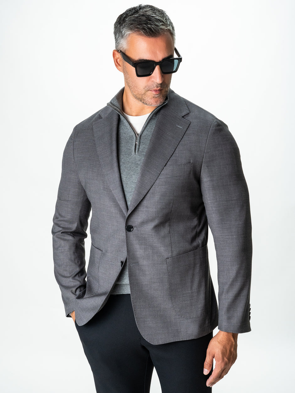 Sacou Smart Casual Gri Inchis Barbati Lana & Bumbac BMan0002 (2)