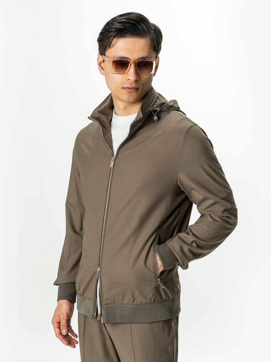 Tracksuit Premium Barbati Bej din Lana cu Gluga Ascunsa BMan0004 (6)