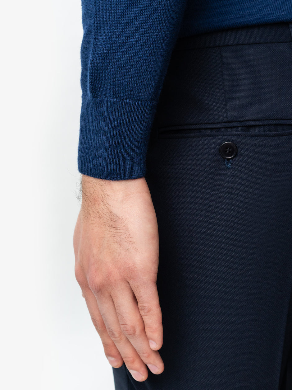 Pulover Barbati Office Bleumarin Guler Polo Fara Nasturi  Bumbac Soft 100% Natural Galbiatti Cotton Toamna&Iarna  BMan0013 (6)