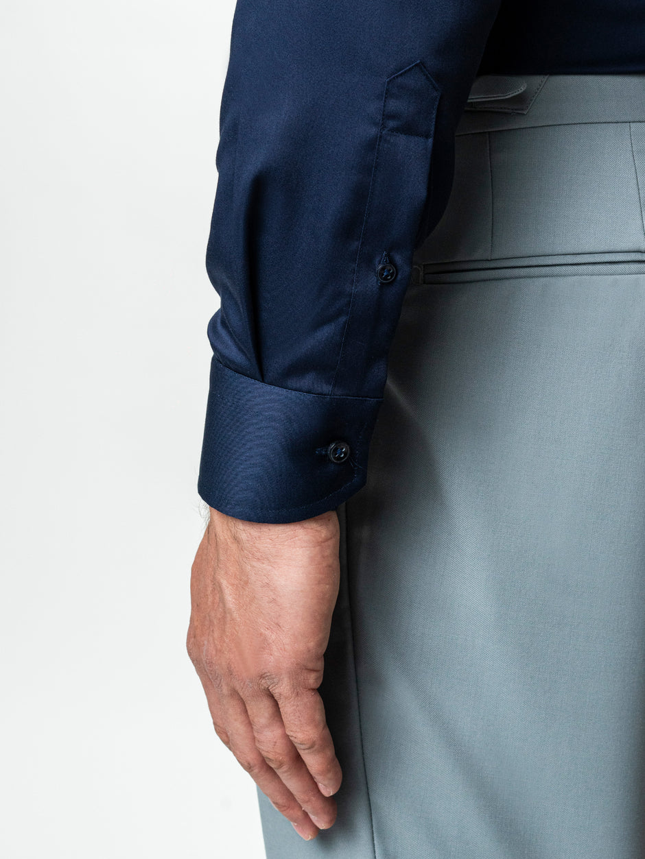 Camasa Barbati Albastra Bleumarin 100% Bumbac Monti Stretch No Iron BMan0001 (7)