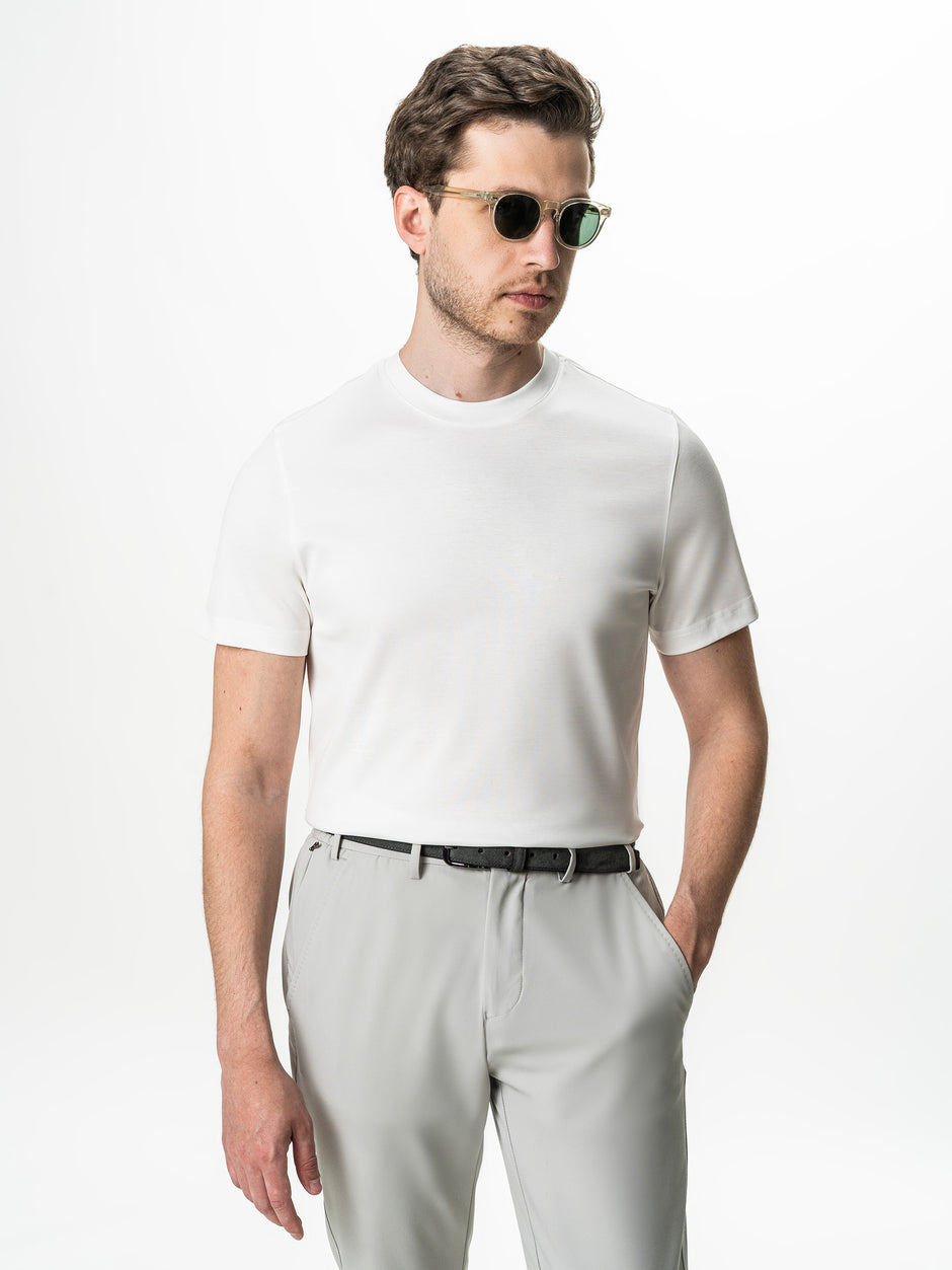 Tricou Premium Barbati Alb Din Bumbac Egiptean Mercerizat BMan278 (3)