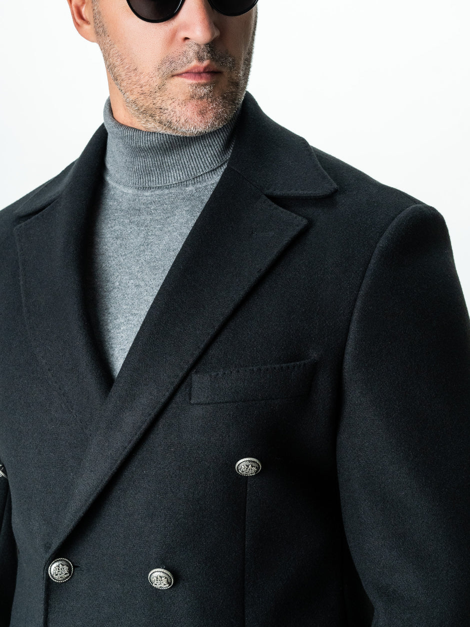 Palton Barbati Toamna Iarna Negru Lana La Doua Randuri Bman123 (6)