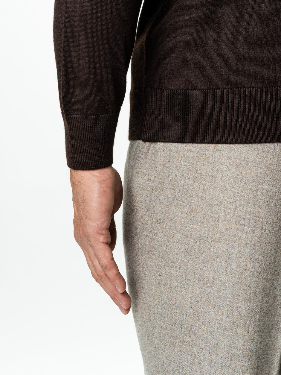 Pulover Office Cu Fermoar Barbati Maro Inchis Din Lana Merinos Falco BMan0005 (7)