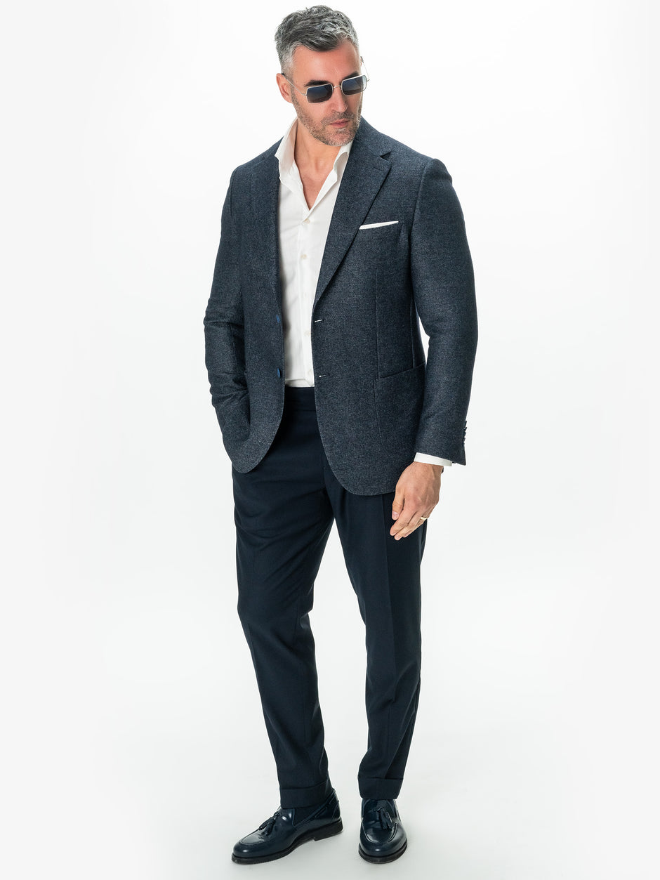 Sacou Barbati Albastru Bleumarin Lana Oxford Flanel BMan0009 (2)