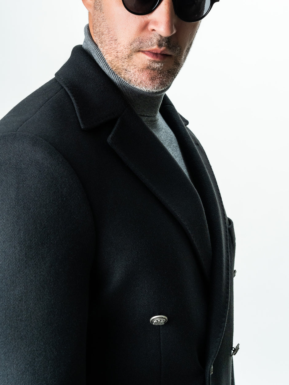 Palton Barbati Toamna Iarna Negru Lana La Doua Randuri Bman123 (9)