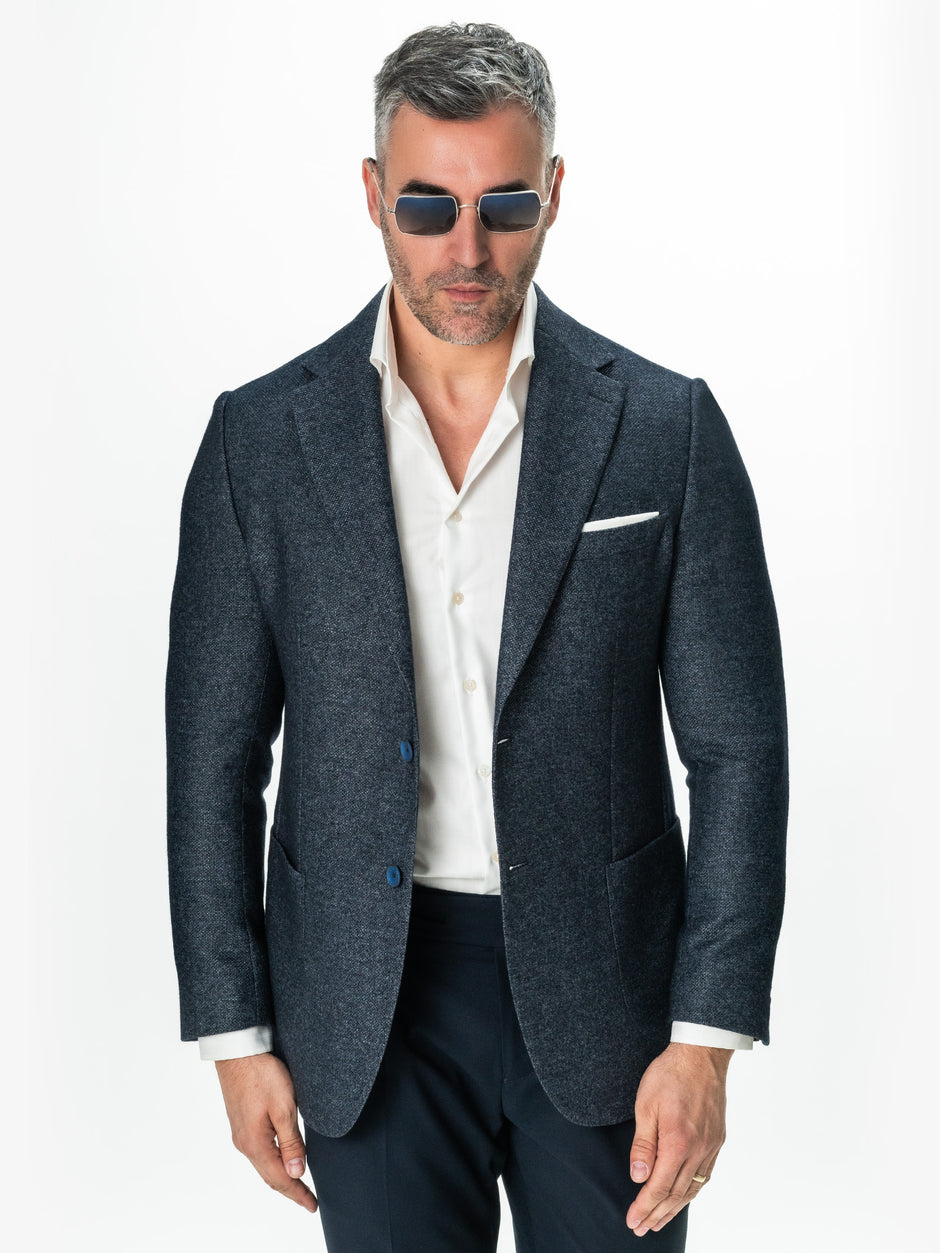 Sacou Barbati Albastru Bleumarin Lana Oxford Flanel BMan0009 (4)