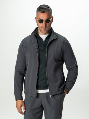 Jacheta Barbati Gri Deschis Din Material Tehnic Elastic BMan0006