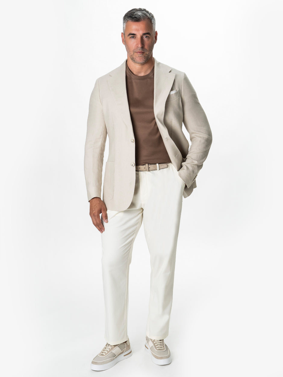 Pantaloni Chinos Barbati Crem 100% Bumbac Bman0003 (2)