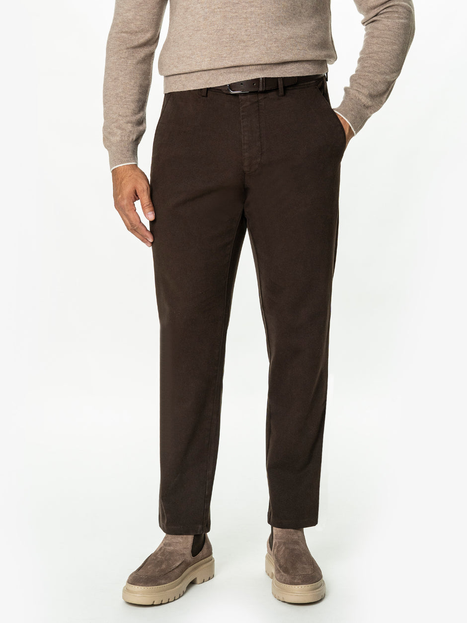 Pantaloni Chino Barbati Maro Cafeniu Bumbac Cu Tencel BMan0130 (4)