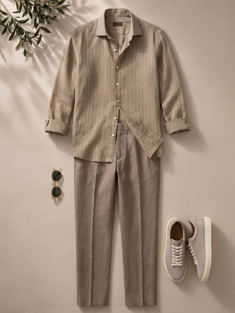 Tinuta Barbati Completa Casual de Vara Caramel Bman1130