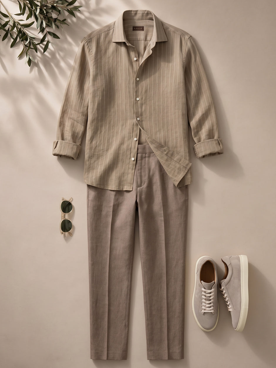 Tinuta Barbati Completa Casual de Vara Caramel Bman1130 (1)