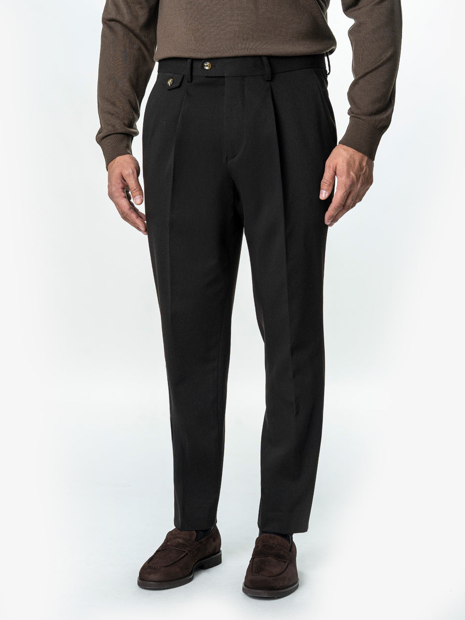Pantaloni Eleganti Barbati Cafenii Din Lana Pentru Toamna BMan0103 (4)