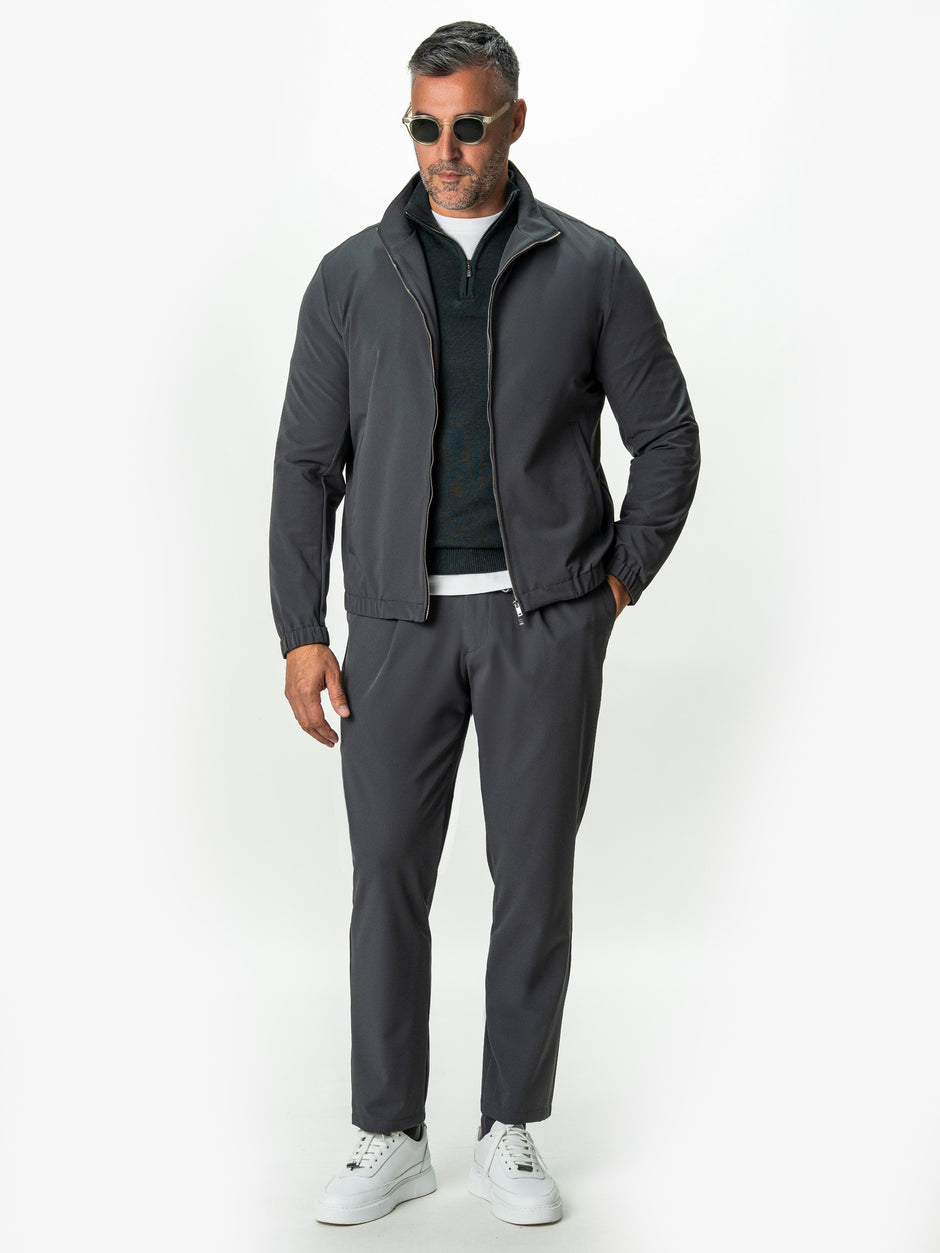 Pantaloni Casual Barbati Gri Din Spandex Cu Snur BMan0102 (2)