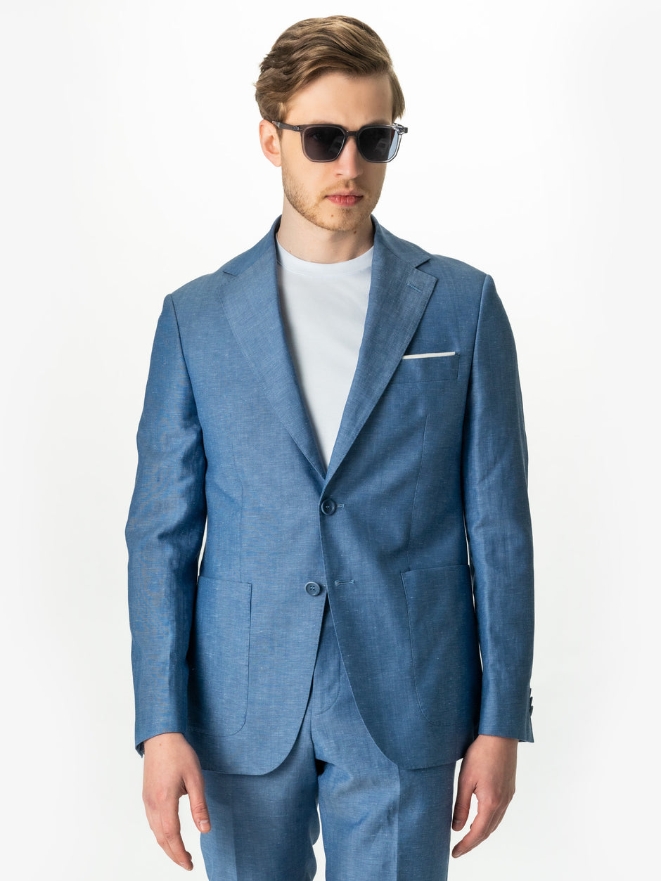 Costum In Natural 100% Vitale Barberis Albastru Ocean Barbati De Vara BMan387 (7)