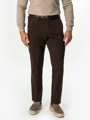 Pantaloni Chino Barbati Maro Cafeniu Bumbac Cu Tencel BMan0130